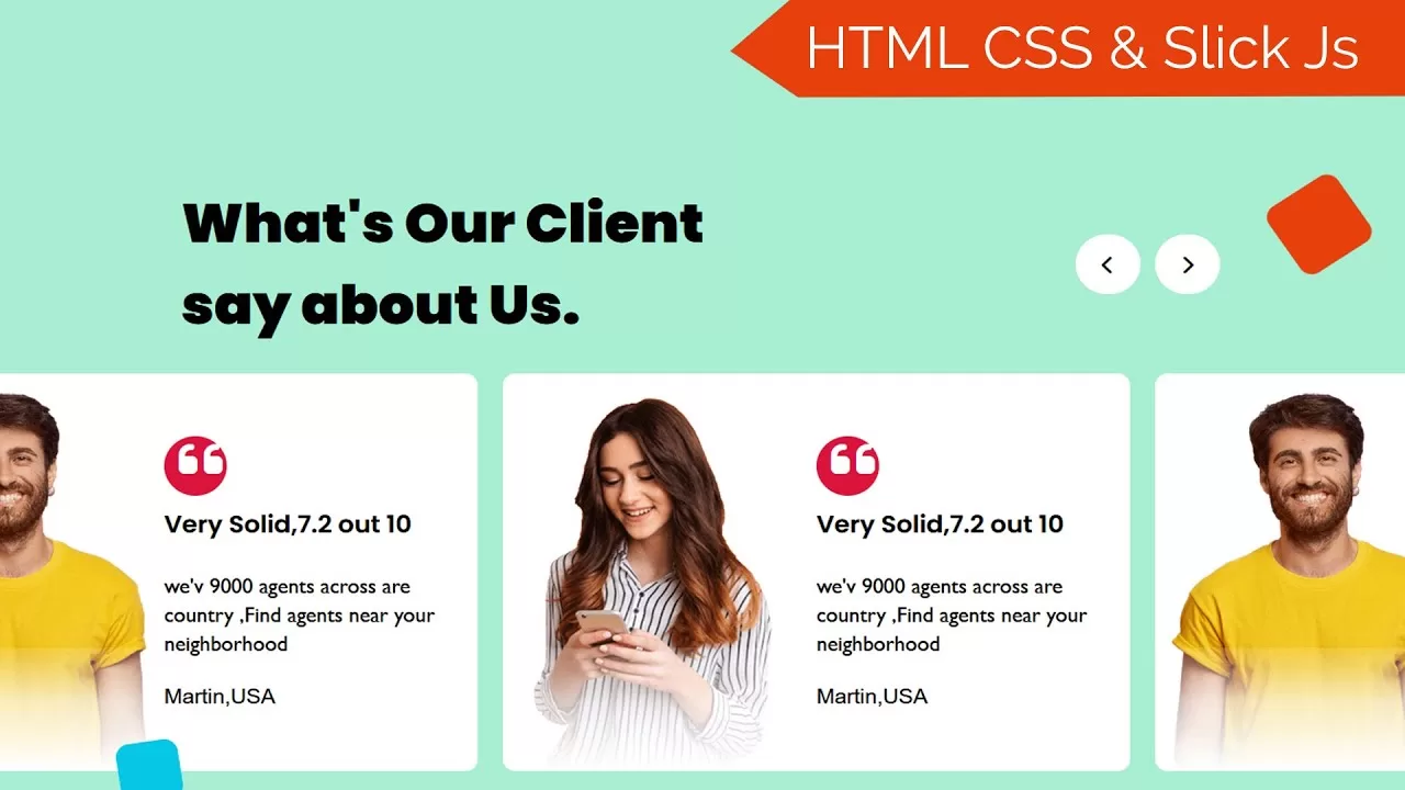 Testimonial Slider Using HTML CSS and JavaScript 