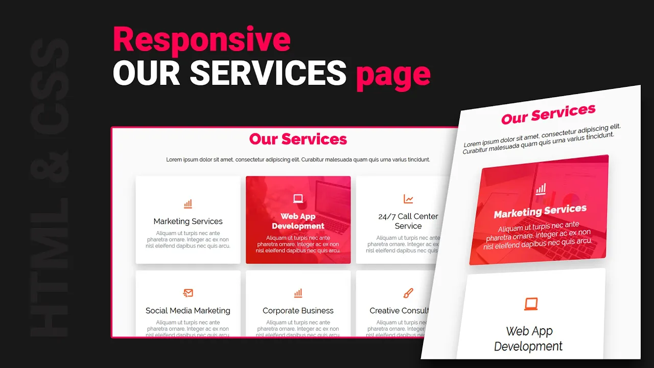 Our Service Section Using HTML CSS 