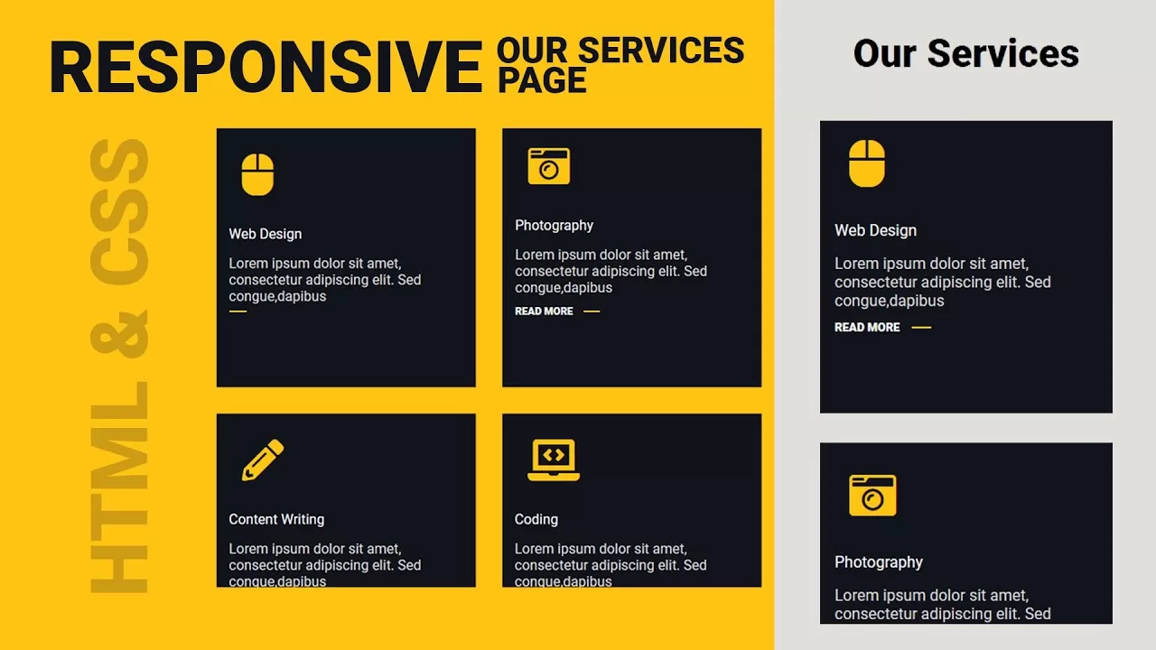 Responsive Service Section Using HTMl CSS 